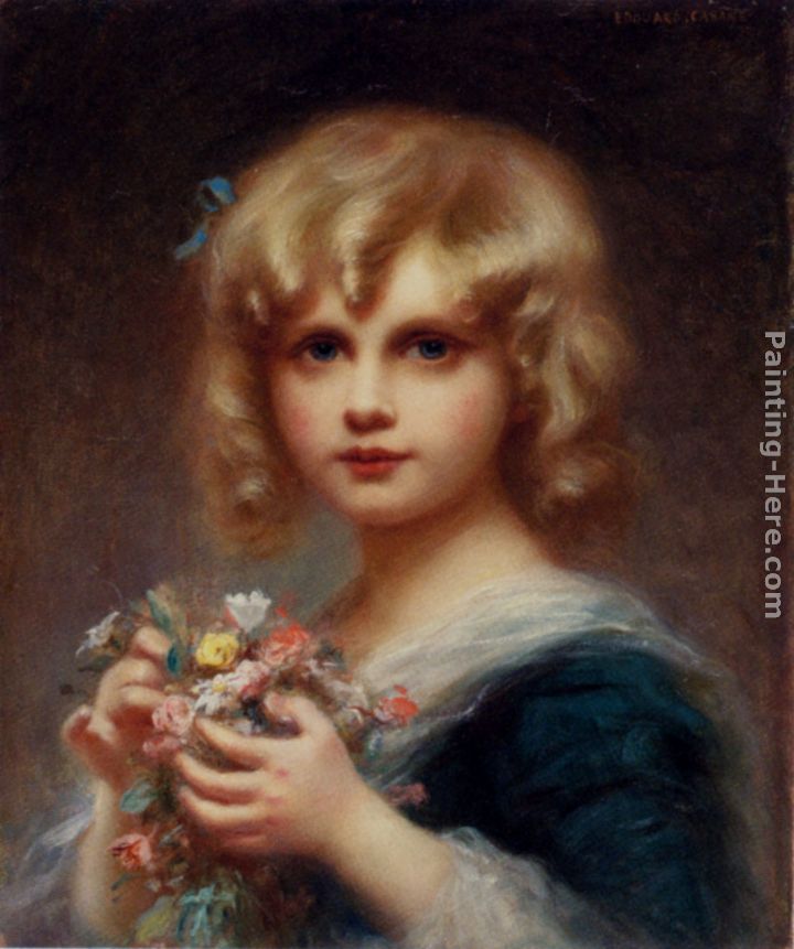 Girl With Flowers painting - Edouard Cabane Girl With Flowers art painting